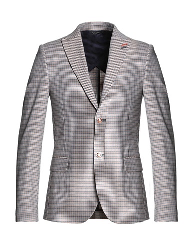 GREY DANIELE ALESSANDRINI Blazer Blue 63% Cotton, 34% Polyamide, 3% Elastane
