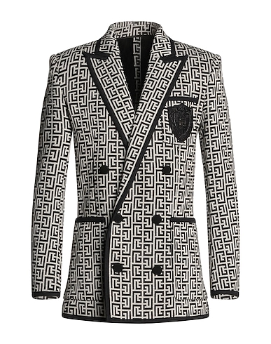BALMAIN Blazer Black 100% Cotton, Ramie, Glass, Brass