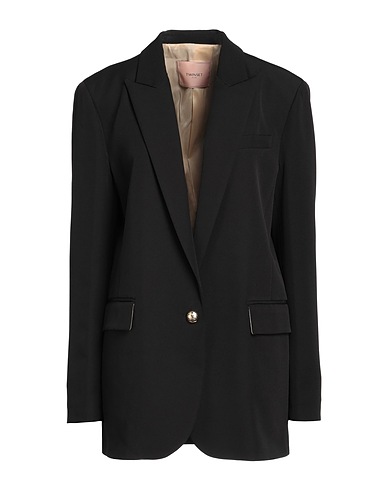 TWINSET Blazer Black 95% Polyester, 5% Elastane