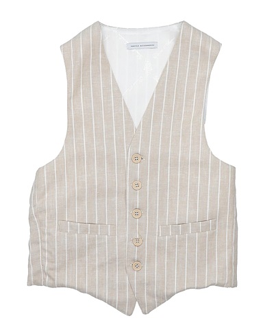 DANIELE ALESSANDRINI Waistcoat Beige 55% Linen, 45% Viscose