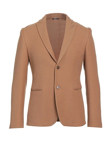 GREY DANIELE ALESSANDRINI Blazer Camel 60% Polyester, 37% Viscose, 3% Elastane