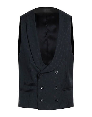 ASFALTO Waistcoat Black 86% Virgin Wool, 14% Silk