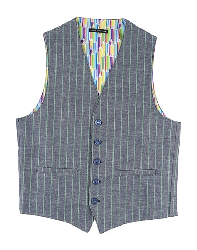 DANIELE ALESSANDRINI Waistcoat Slate blue 47% Cotton, 29% Linen, 24% Polyester