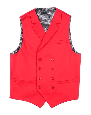 DANIELE ALESSANDRINI Waistcoat Red 97% Cotton, 3% Elastane