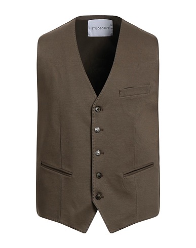 STILOSOPHY Waistcoat Military green 65% Viscose, 30% Nylon, 5% Elastane