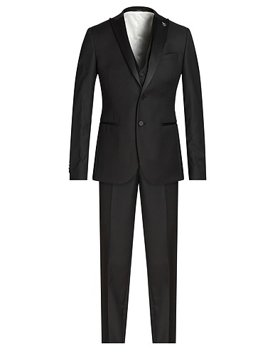 PAOLONI Suits Black 100% Virgin Wool