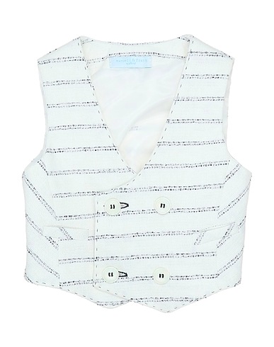 MANUELL & FRANK Waistcoat White 45% Cotton, 40% Polyester, 15% Linen
