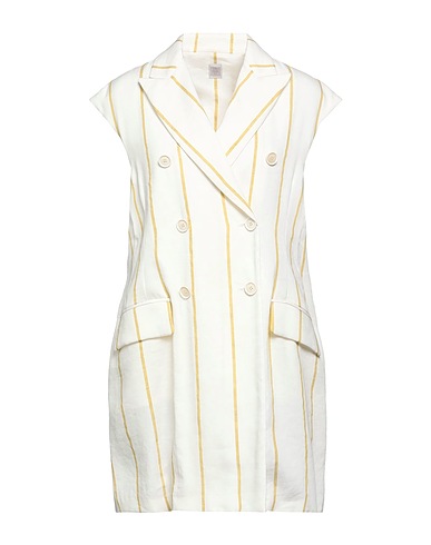 ELEVENTY Double breasted pea coat Ivory 55% Linen, 45% Viscose