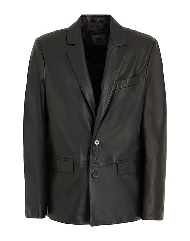 8 by YOOX Blazer LEATHER OVERSIZED BLAZER
 Black 100% Lambskin