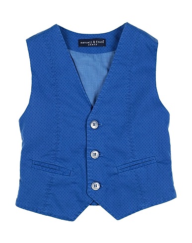 MANUELL & FRANK Waistcoat Bright blue 50% Cotton, 47% Polyester, 3% Elastane