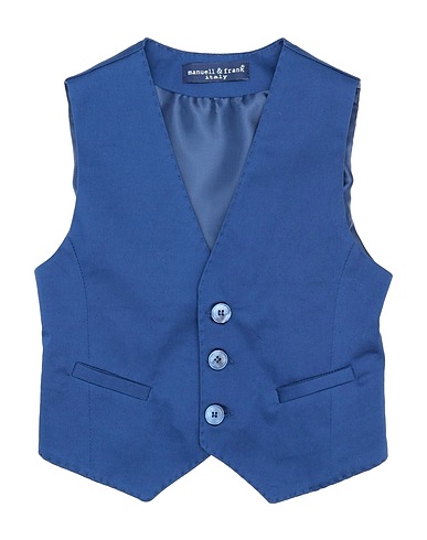 MANUELL & FRANK Waistcoat Bright blue 98% Cotton, 2% Elastane
