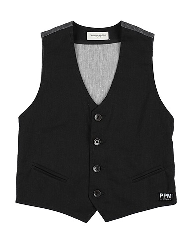 PAOLO PECORA Waistcoat Black 53% Cotton, 45% Linen, 2% Elastane
