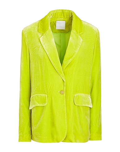 8 by YOOX Blazer SILK BLEND VELVET SINGLE-BREASTED BLAZER
 Lime green 80% Viscose, 20% Silk
