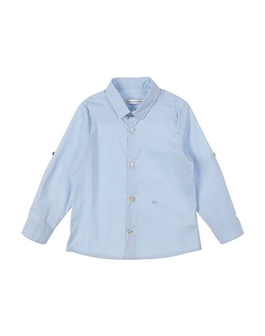 DANIELE ALESSANDRINI Solid colour shirt Sky blue 72% Cotton, 25% Polyamide, 3% Elastane