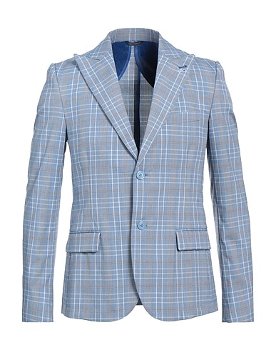 DANIELE ALESSANDRINI Blazer Sky blue 80% Polyester, 18% Viscose, 2% Elastane