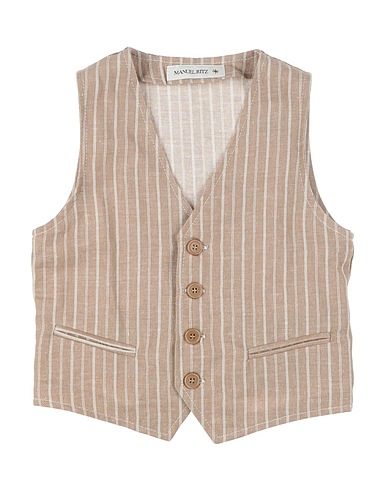 MANUEL RITZ Waistcoat Taupe 50% Linen, 30% Cotton, 20% Polyester