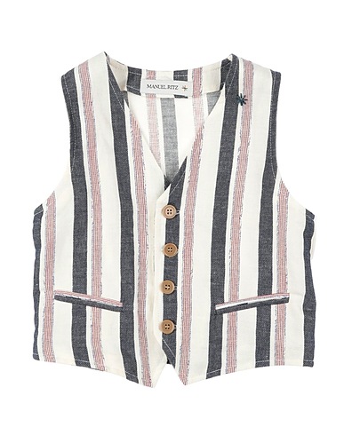 MANUEL RITZ Waistcoat Ivory 50% Linen, 30% Cotton, 20% Polyester
