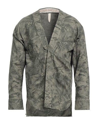 DNL Camicia fantasia Verde militare 90% Cotone, 10% Lino