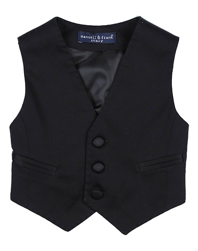 MANUELL & FRANK Waistcoat Black 98% Cotton, 2% Elastane