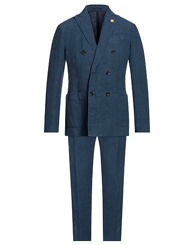 LARDINI Suits Blue 100% Linen