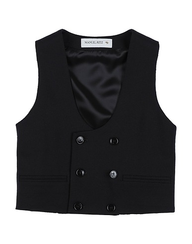 MANUEL RITZ Waistcoat Black 65% Viscose, 30% Polyamide, 5% Elastane