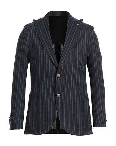 LARDINI Blazer Midnight blue 50% Linen, 50% Cotton