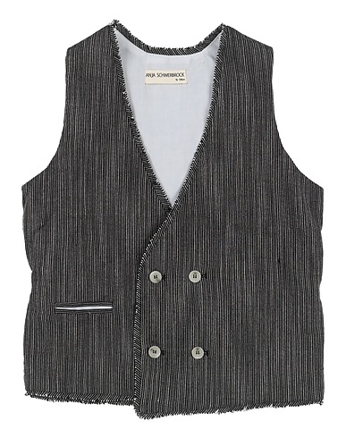 ANJA SCHWERBROCK Waistcoat Black 85% Viscose, 15% Linen