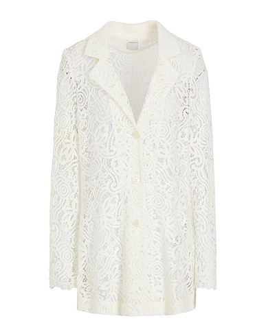 8 by YOOX Giacca LACE SINGLE-BREASTED BLAZER Avorio 42% Cotone, 33% Viscosa, 24% Poliammide, 1% Poliestere