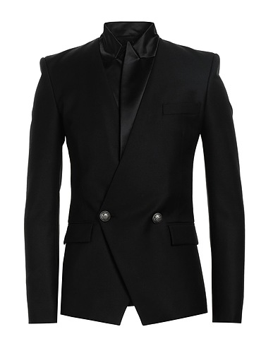 BALMAIN Blazer Black 100% Wool, Polyester, Silk