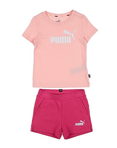 PUMA Completo Bambini Logo Tee & Shorts Set G
 Rosa chiaro 100% Cotone