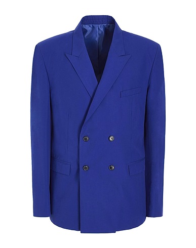 8 by YOOX Blazer COTTON RELAXED-FIT DOUBLE-BRESTED BLAZER
 Bright blue 100% Cotton