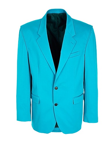 8 by YOOX Blazer COTTON BLEND  SINGLE  BREAST BLAZER
 Turquoise 98% Cotton, 2% Elastane