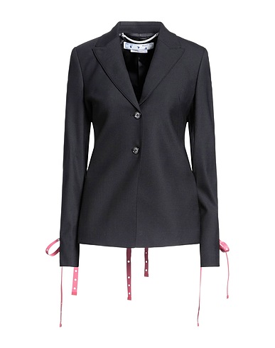 OFF-WHITE™ Giacca Nero 53% Poliestere, 43% Lana, 4% Elastan, Pelle