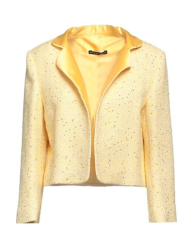 BOTONDI COUTURE Blazer Pastel yellow 67% Synthetic fibers, 30% Cotton, 3% Polyamide, Other Fibres, Silk