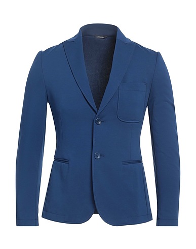 DANIELE ALESSANDRINI HOMME Blazer Navy blue 52% Cotton, 40% Polyamide, 8% Elastane