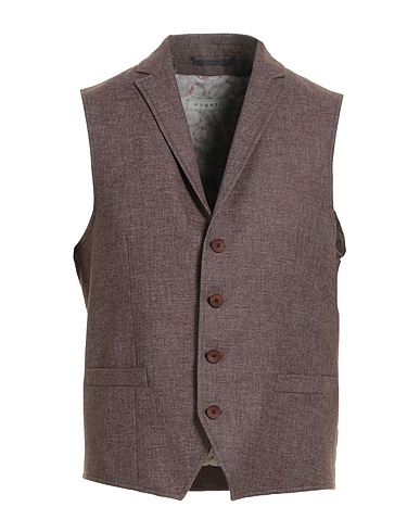 BUGATTI Suit vest Brown 50% Polyester, 50% Linen