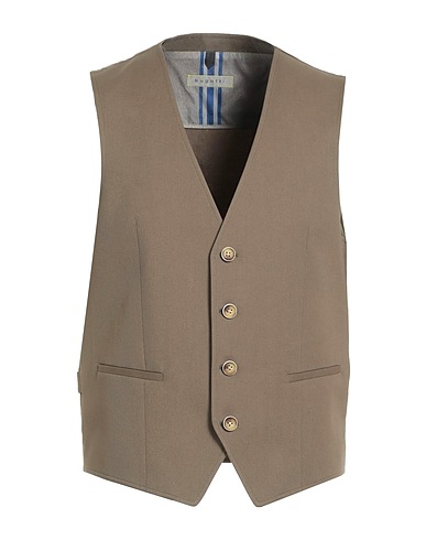 BUGATTI Suit vest Khaki 97% Cotton, 3% Elastane