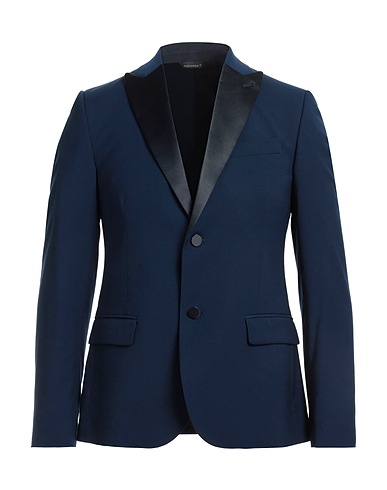 GREY DANIELE ALESSANDRINI Blazer Navy blue 69% Polyester, 29% Viscose, 2% Elastane