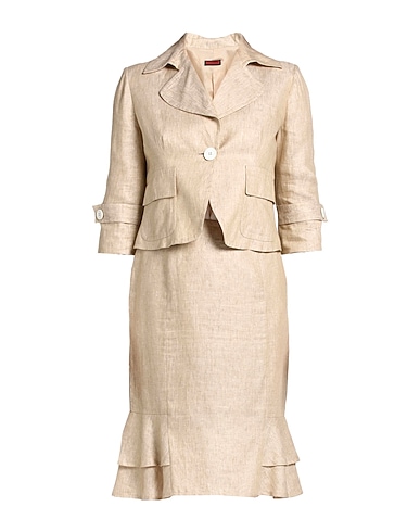 PANCALDI & B Suit Beige 88% Linen, 9% Viscose, 3% Elastane