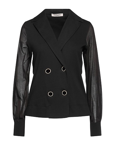 LA FILERIA Blazer Black 94% Cotton, 6% Elastane, Silk