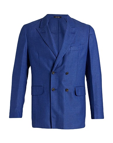 DUNHILL テーラードジャケット ブライトブルー ウール 50% / タッサーシルク 30% / リネン 20%