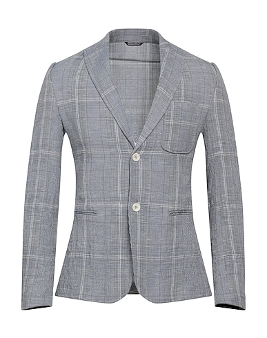 DANIELE ALESSANDRINI HOMME Blazer Blue 50% Polyester, 28% Viscose, 20% Linen, 2% Elastane