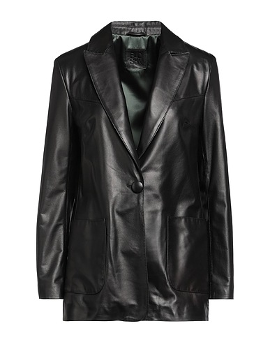 BLOUSON Giacca Nero 100% Pelle ovina, Lana, Acrilico, Elastan