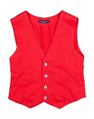 MANUELL & FRANK Waistcoat Red 50% Cotton, 47% Polyester, 3% Elastane