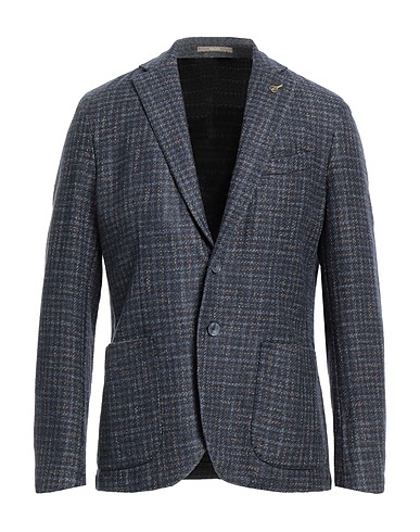 PAOLONI Blazer Midnight blue 64% Wool, 19% Polyamide, 9% Cotton, 8% Linen