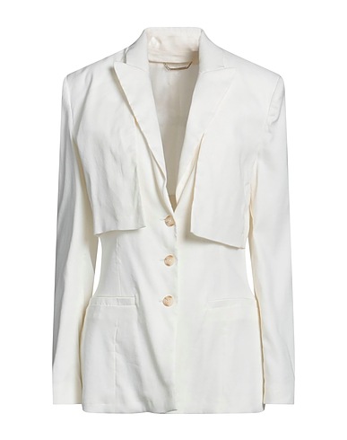 ALBERTA FERRETTI Blazer Ivory 60% Linen, 37% Polyester, 3% Elastane