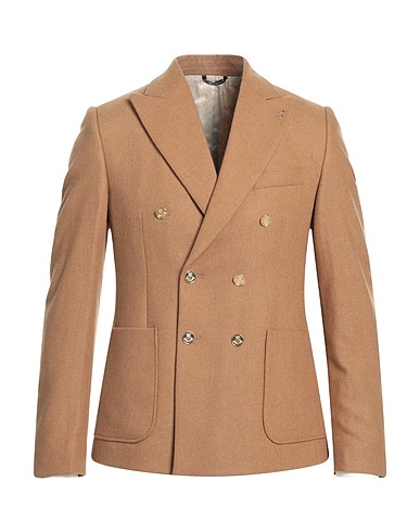 GREY DANIELE ALESSANDRINI Blazer Camel 65% Wool, 30% Polyester, 5% Other Fibres