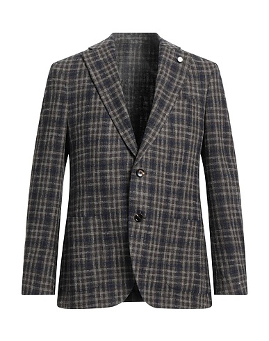 LUIGI BIANCHI Mantova Blazer Dark brown 93% Virgin Wool, 7% Polyamide