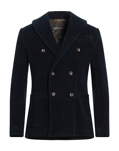 SUN HOUSE Blazer Midnight blue 46% Cotton, 37% Viscose, 17% Nylon, Horn