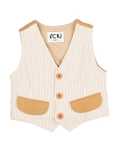 Y-CLÙ Waistcoat Beige 95% Cotton, 5% Elastane